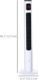 HOMCOM 46'' Tower Fan for Bedroom, 70° Oscillating Bladeless Standing Fan with 3 Speeds, 3 Modes, 12H Timer, LED Display, Remote Controller(824-056v80WT)