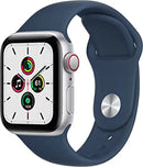 Apple Watch SE (GPS + Cellular, 1st Gen) 40mm (Brand New) | Silver Aluminum Case with Abyss Blue Sport Band
