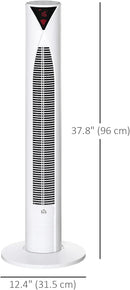 HOMCOM Freestanding Tower Fan Cooling for Home Bedroom with Oscillating, 4 Modes, 3 Speeds, 12h Timer, LED Sensor Panel, Remote Controller, White(824-048V80RD)