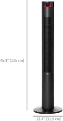 HOMCOM Freestanding Tower Fan Cooling for Home Bedroom with 3 Speed, 12h Timer, Oscillating, LED Panel, Remote Controller, Black(824-046V80)
