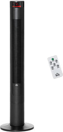 HOMCOM Freestanding Tower Fan Cooling for Home Bedroom with 3 Speed, 12h Timer, Oscillating, LED Panel, Remote Controller, Black(824-046V80)