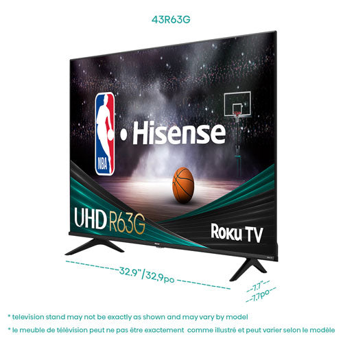 Hisense 43" 4K UHD HDR LED Roku Smart TV (43R63G) - 2022