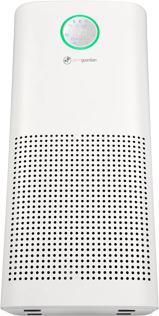 Germ Guardian AC5109W 6-in-1 Hi-Performance Air Purifier with HEPA Filter, UV-C, Ionizer, Odor Reduction & Air Quality Sensor