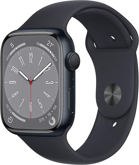 Apple Watch Series 8 [GPS 45mm] Smart Watch Midnight Aluminium Case with Midnight Sport Band.