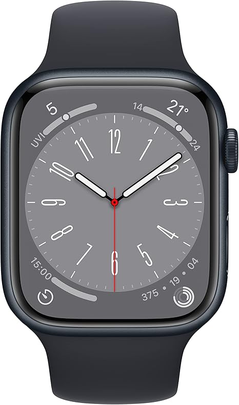 Apple Watch Series 8 [GPS 45mm] Smart Watch Midnight Aluminium Case with Midnight Sport Band.