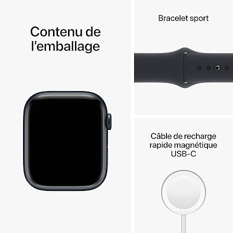 Apple Watch Series 8 [GPS 45mm] Smart Watch Midnight Aluminium Case with Midnight Sport Band.