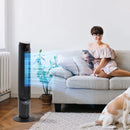 HOMCOM Cooling Fan for Bedroom with Ice Pack, Tower Fan with Remote Control, 3 Modes, 3 Speeds, 3 Speeds, 12H Timer, Black(824-047v80RD)