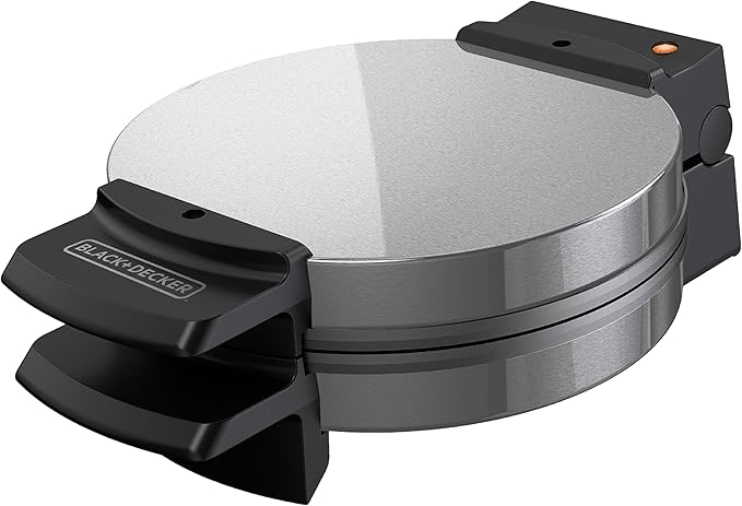 BLACK+DECKER Belgian Waffle Maker, Non Stick Plates, Black/Stainless Steel, WMB505