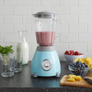 WEST BEND Blender Retro-Styled 3 Speeds with 48 oz Glass Blending Jar and Stainless Steel Blade, 500-Watts, Blue