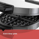 BLACK+DECKER Belgian Waffle Maker, Non Stick Plates, Black/Stainless Steel, WMB505