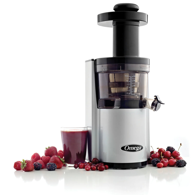 Omega Juicers VSJ843RS Vertical Slow Masticating Juicer for Continuous Fresh Juice at 43 RPM Features Compact Design Automatic Juice Ejection(Brand New)