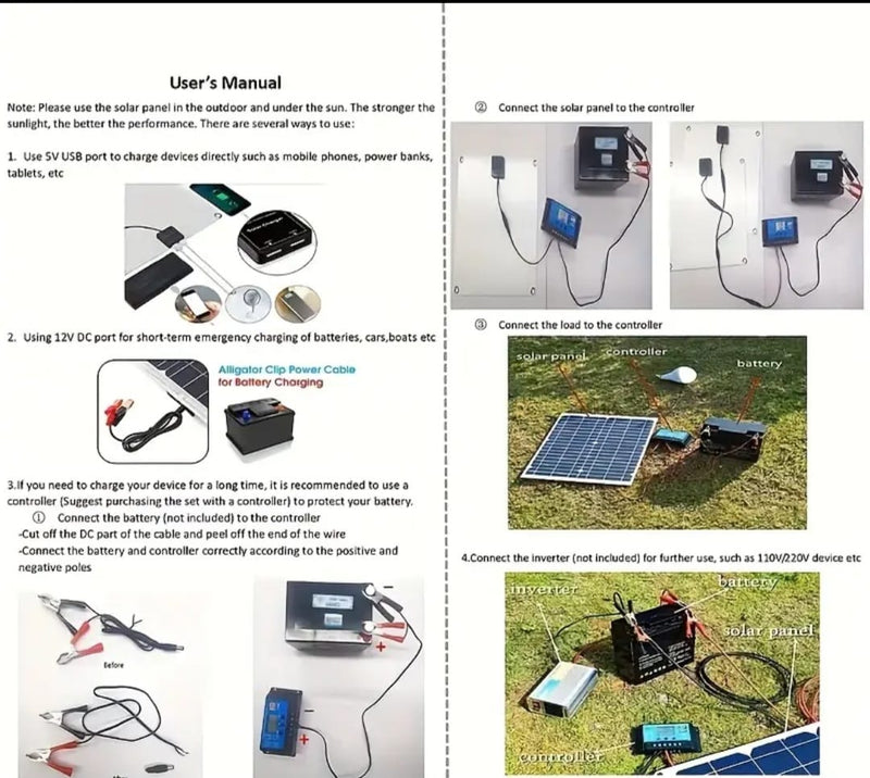 Solar Panel Perfect For Car Yatch RV Boat Trucker Camping Battery Charger