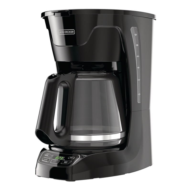Black & Decker Programmable Coffee Maker with Glass Carafe, Black, 12 Cups