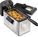 Hamilton Beach Professional Grade Electric Deep Fryer, Frying Basket with Hooks, 1500 Watts, 3 Ltrs with Viewing Window, Stainless Steel