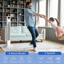 HOMCOM Freestanding Tower Fan Cooling for Home Bedroom with Oscillating, 4 Modes, 3 Speeds, 12h Timer, LED Sensor Panel, Remote Controller, White(824-048V80RD)