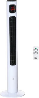HOMCOM 46'' Tower Fan for Bedroom, 70° Oscillating Bladeless Standing Fan with 3 Speeds, 3 Modes, 12H Timer, LED Display, Remote Controller(824-056v80WT)