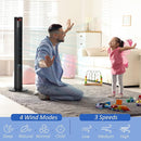 HOMCOM Freestanding Tower Fan Cooling for Home Bedroom with 3 Speed, 12h Timer, Oscillating, LED Panel, Remote Controller, Black(824-046V80)