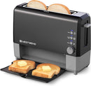 West Bend 77224 QuikServe Slide Through Wide Slot Toaster with Cool Touch Exterior & Removable Crumb Tray, 2-Slice, Black