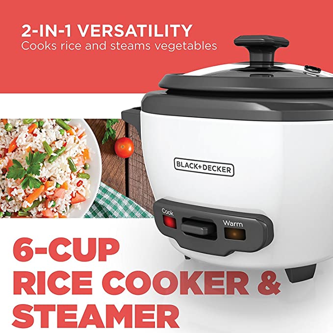 BLACK+DECKER 2-in-1 Rice Cooker and Food Steamer, 6 Cup ( RC506C)