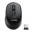 VictSing Mini Ergonomic Wireless Mouse, 2.4G Quiet Mouse with USB Receiver, Portable Computer Mice with Independent Power Switch Black